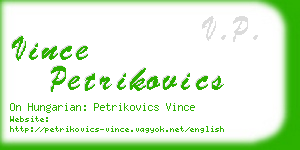 vince petrikovics business card